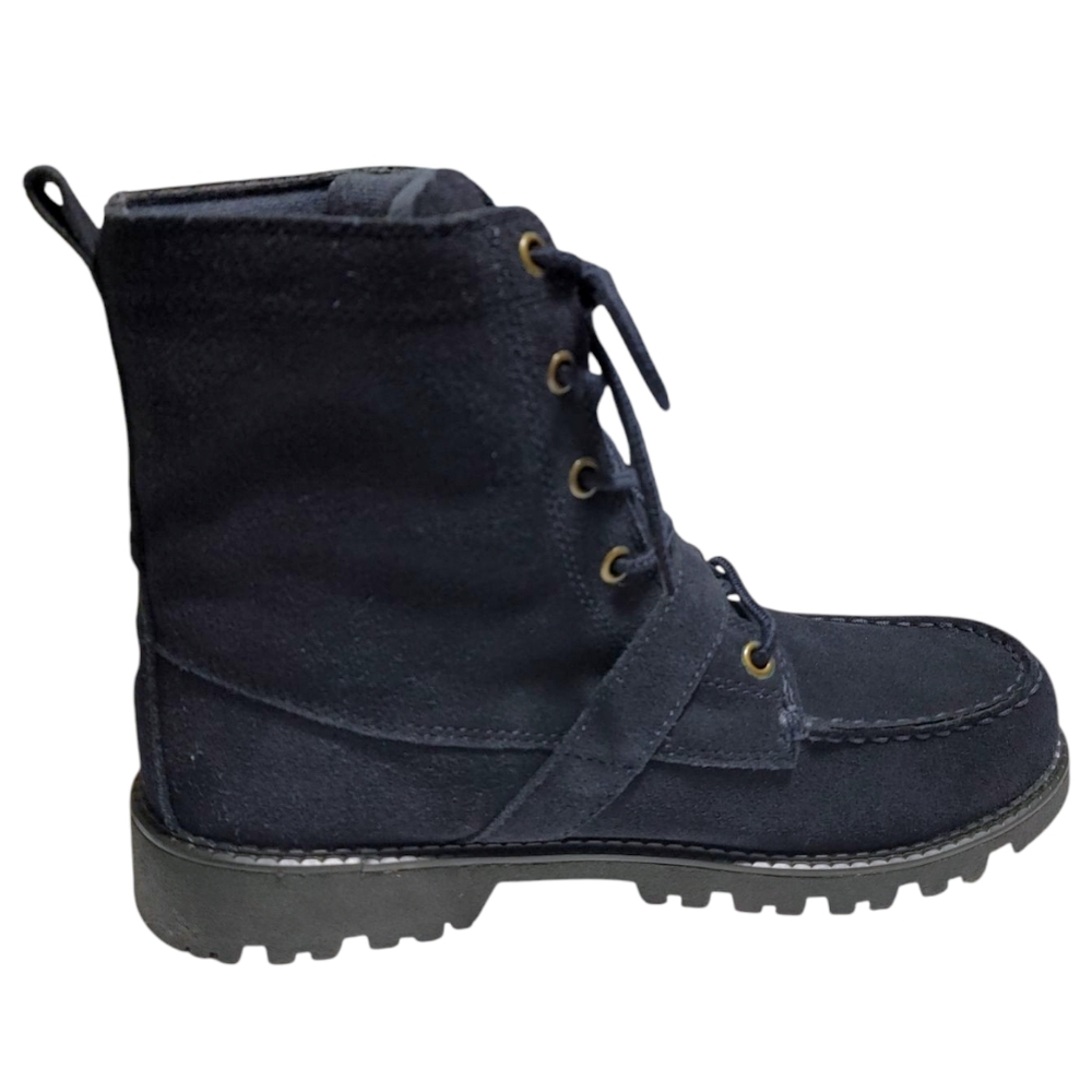 Polo Ralph Lauren Navy Blue Suede Leather Lace Up Combat Boots Mens Size 7 - Picture 8 of 10
